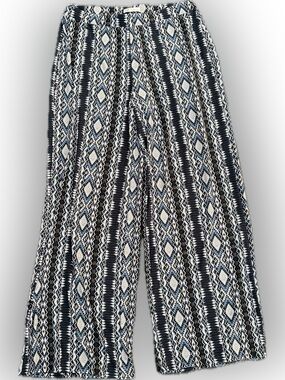 Cato 14/16W Geometric Print Wide Leg Palazzo Pants Blue Black Boho Plus Size